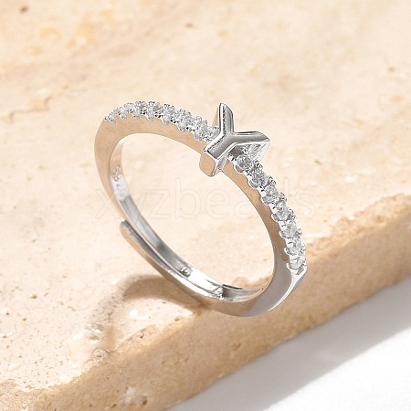 S925 Sterling Silver Adjustable Letter Rings for Women RJEW-M068-01P-Y-1