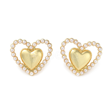 Rack Plating Brass Heart Stud Earring EJEW-H099-14G-1