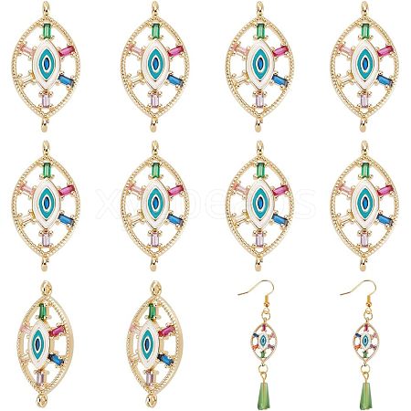 HOBBIESAY 10Pcs Brass Colorful Cubic Zirconia Connector Charms FIND-HY0001-23-1