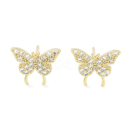 Brass Micro Pave Clear Cubic Zirconia Studs Earring for Women EJEW-S217-C06-1