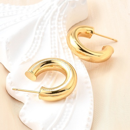 Brass Chunky C-shape Stud Earrings EJEW-G297-03C-G-1