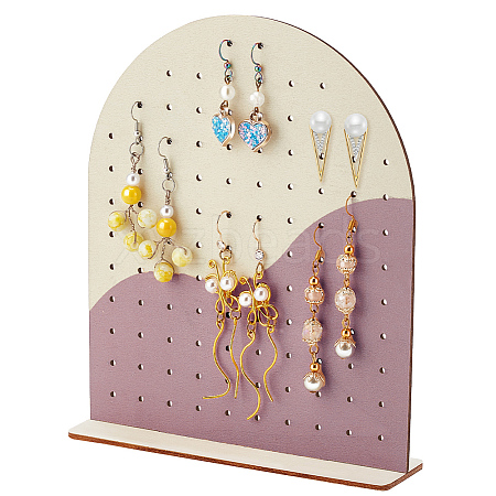 Detachable Arch-shaped Wood Earring Organizer Display Stands EDIS-WH0042-01A-1