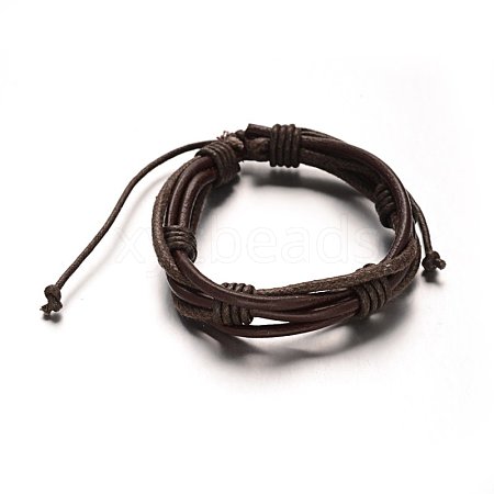 Adjustable Leather Cord Braided Multi-Strand Bracelets BJEW-M169-05-1