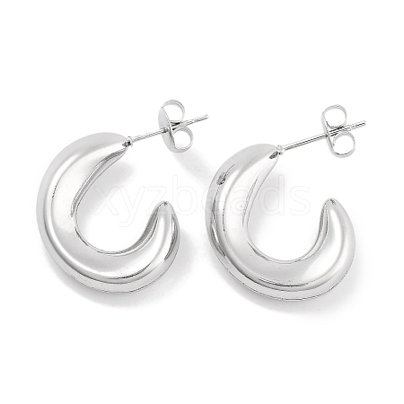 Tarnish Resistant 304 Stainless Steel Half Hoop Stud Earrings for Women EJEW-C096-14P-1