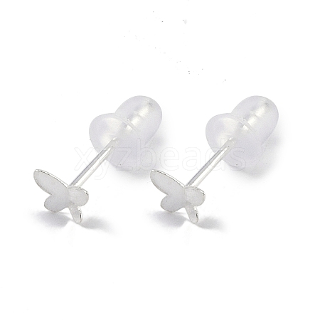 999 Sterling Silver Stud Earrings for Women EJEW-S215-30S-04-1