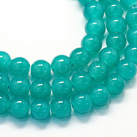 Baking Painted Imitation Jade Glass Round Bead Strands X-DGLA-Q021-8mm-07-1