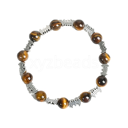 Christmas Theme Natural Tiger Eye Stretch Bracelets PW-WGC1682-06-1