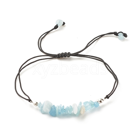 Natural Aquamarine Chips Braided Bead Bracelet BJEW-JB08019-10-1