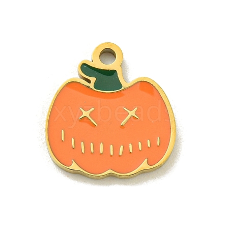 Halloween Theme Ion Plating(IP) 304 Stainless Steel Enamel Charms STAS-M011-03F-1