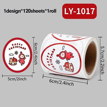 120 Round Paper Christmas Cartoon Sticker Rolls DIY-M070-09F-1