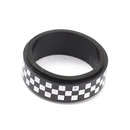 304 Stainless Steel Checkerboard Spinner Ring RJEW-C019-04EB-1