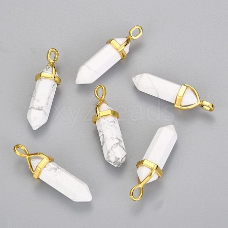 Natural Howlite Double Terminated Pointed Pendants G-G902-B21-1