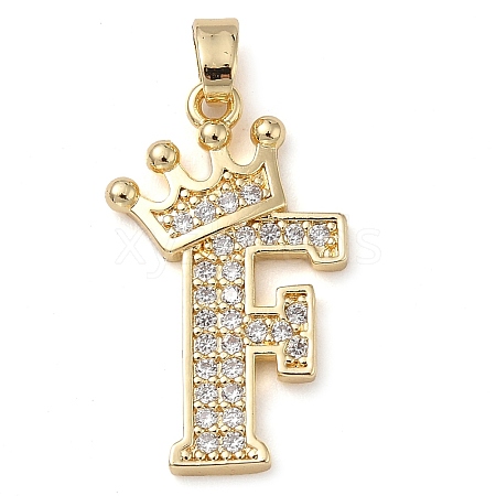 Rack Plating Brass Micro Pave Cubic Zirconia Pendants KK-D535-01F-RS-1