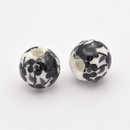 Handmade Printed Porcelain Beads PORC-Q201-6mm-5-1