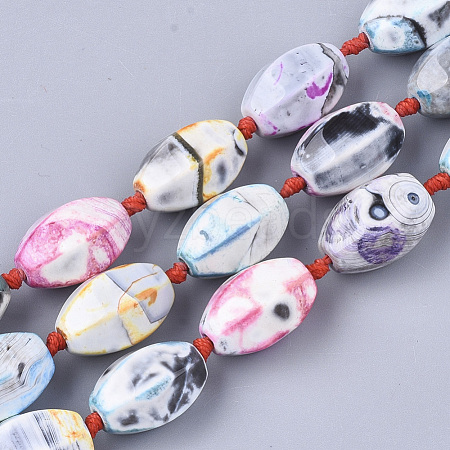 Natural Fire Crackle Agate Beads Strands G-T118-82-1
