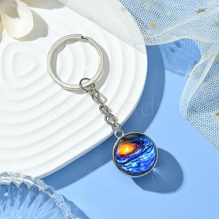 Round Glass Beads Keychain KEYC-YW00066-04-1