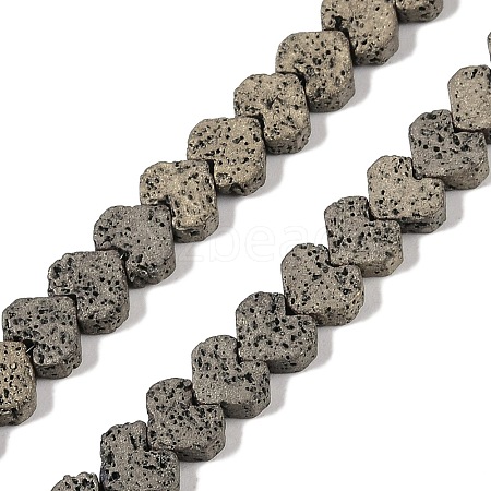 Electroplated Natural Lava Rock Beads Strands G-Q1009-G01-02D-1