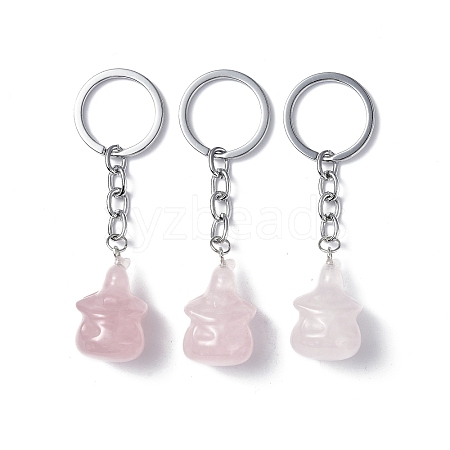 Natural Rose Quartz Keychains KEYC-P011-04P-10-1