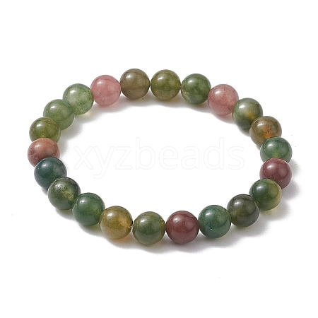 8.5mm Round Natural Indian Agate Beaded Stretch Bracelets for Women BJEW-JB10324-1