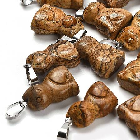 Natural Picture Jasper Pendants G-B127-08P-08-1