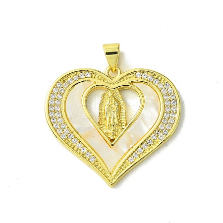 Real 18K Gold Plated Brass Micro Pave Cubic Zirconia Pendants KK-H472-14G-02-1