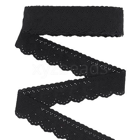 15 Yards Cotton Embroidery Bowknot Lace Ribbons OCOR-WH0045-35B-1