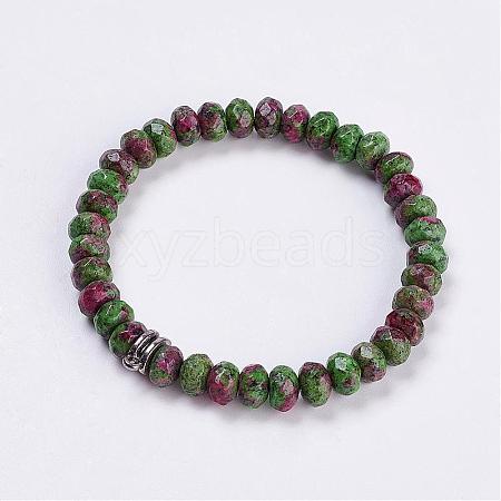 Natural Ruby in Zoisite Stretch Bracelets BJEW-JB03188-03-1