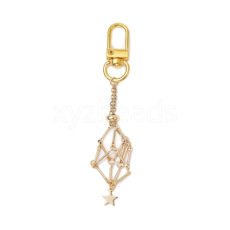 Star 304 Stainless Steel Macrame Chain Pouch Empty Stone Holder Pendant Decoration HJEW-JM02078-1