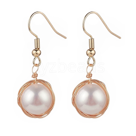 Natural Pearl Dangle Earrings EJEW-JE05167-01-1