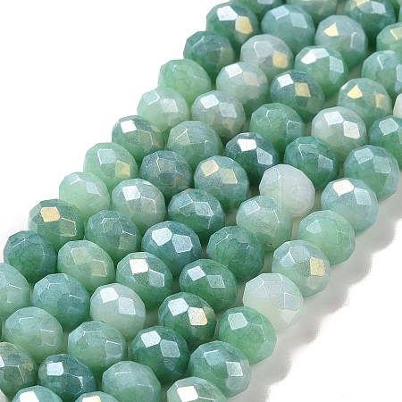 Faceted Electroplated Glass Beads Strands GLAA-C023-02-B08-1