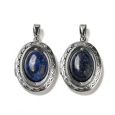 Natural Lapis Lazuli Locket Pendants G-C104-04C-P-1