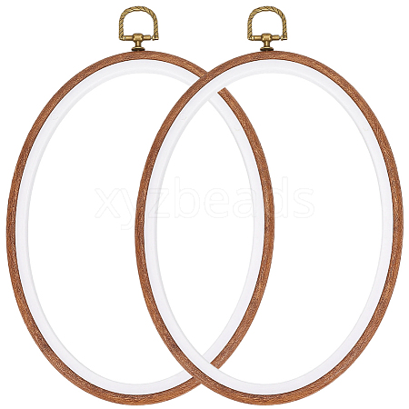 PP & PVC Plastic Imitation Wood Cross Stitch Embroidery Hoops DIY-WH20055-058B-03-1