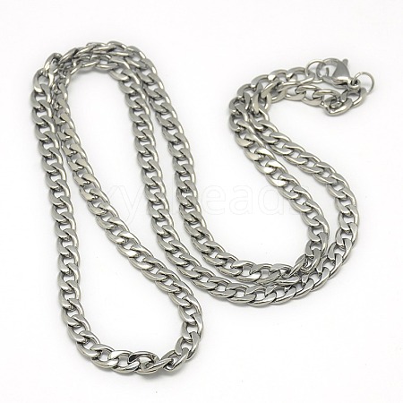 Tarnish Resistant Trendy Men's 201 Stainless Steel Chain Curb Necklaces NJEW-L043-40P-1