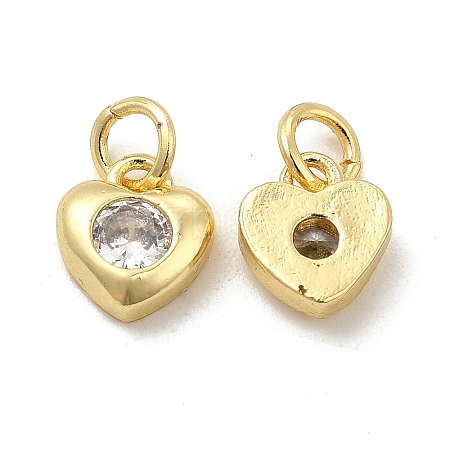 Brass Micro Pave Clear Cubic Zirconia Charms KK-E068-VB236-1