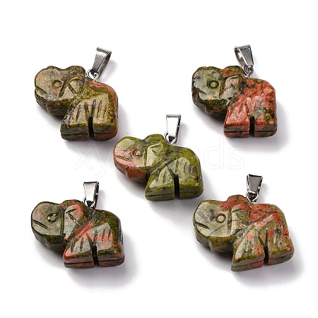 Natural Unakite Pendants G-B127-05P-12-1