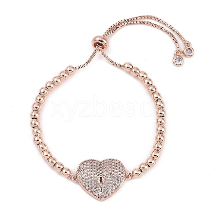 Rack Plating Brass Micro Pave Cubic Zirconia Silder Bracelets BJEW-P341-03RG-1