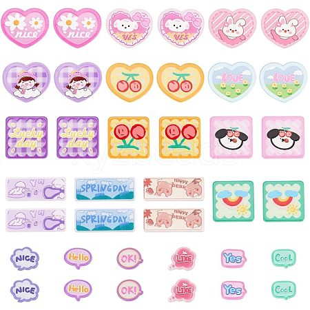 CHGCRAFT 38Pcs 19 Style Transparent Printed Acrylic Cabochons TACR-CA0001-16-1