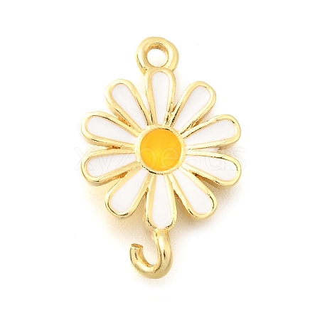 Brass Enamel Flower Links Connector Charms KK-C121-04G-01-1