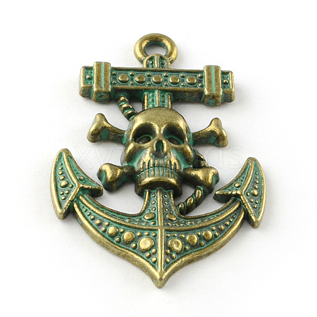 Anchor with Skull Zinc Alloy Big Pendants PALLOY-R065-155-LF-1
