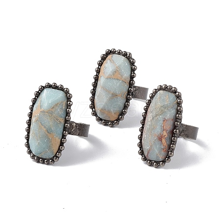 Natural Regalite/Imperial Jasper/Sea Sediment Jasper Oval Open Cuff Ring RJEW-F141-01AS-1