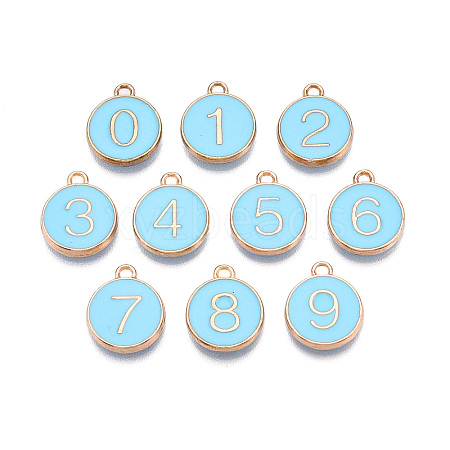 Light Gold Plated Alloy Enamel Charms ENAM-T010-05G-01-1