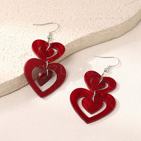Valentine's Day Acrylic Dangle Earrings WG84630-01-1