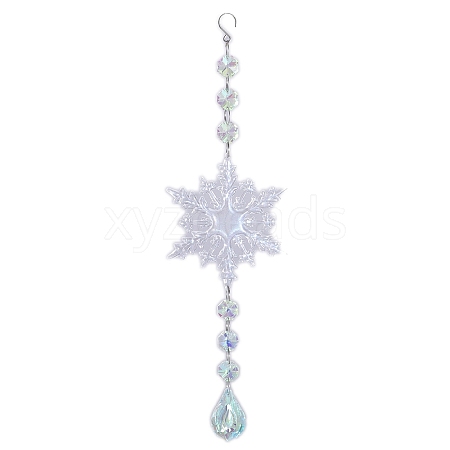 Acrylic Christmas Snowflake Glass Octagonal Pendants PW-WG10BC4-03-1