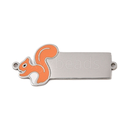 304 Stainless Steel Dark Orange Enamel Connector Charms STAS-P377-12P-1