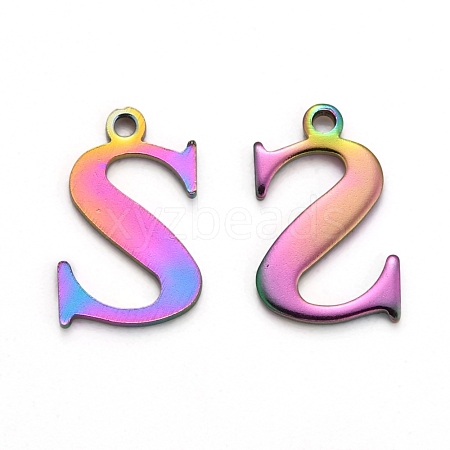 Ion Plating(IP) 304 Stainless Steel Alphabet Charms STAS-H122-S-M-1