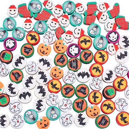 Halloween/Christmas Theme Handmade Polymer Clay Beads CLAY-NB0001-20-1