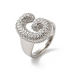 Letter Brass Micro Pave Clear Cubic Zirconia Open Cuff Ring for Women RJEW-N046-03G-P-1