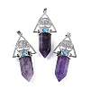 Natural Amethyst Faceted Pointed Bullet Big Pendants G-H076-02P-05-1