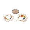 Glass & Natural Pearl Beaded Hoop Earrings EJEW-JE05234-3