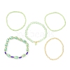 5Pcs 5 Style Glass & Lampwork Evil Eye Stretch Bracelets Set BJEW-JB09619-04-3